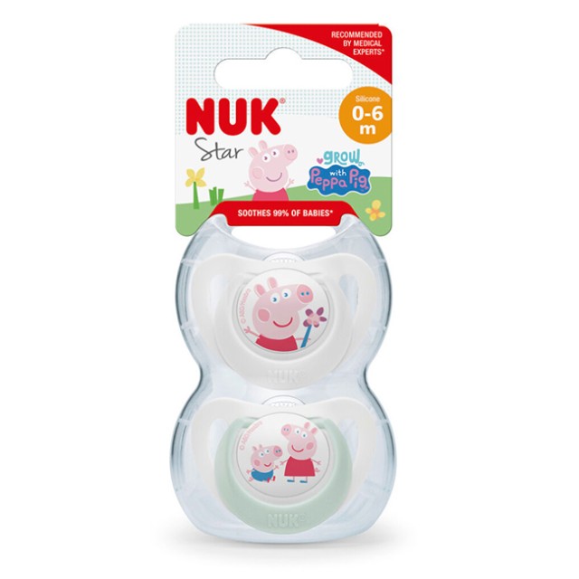 Nuk Star Peppa Pig Πιπίλα Σιλικόνης 6-18m 2 Τεμάχια