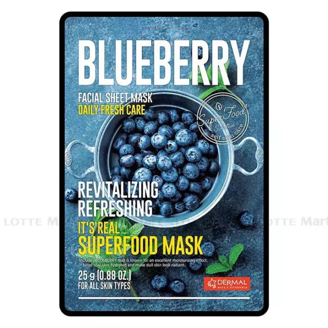 Dermal Its Real Superfood Blueberry Μάσκα Προσώπου για Λάμψη, 1τεμ