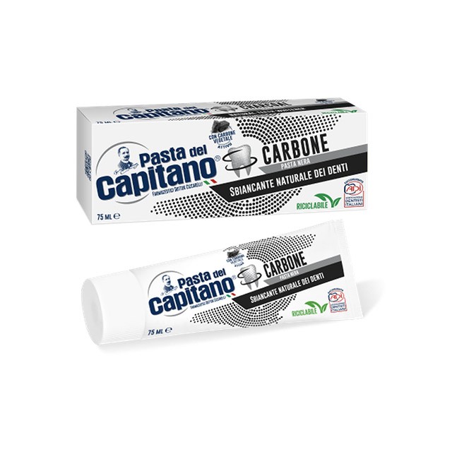 PASTA DEL CAPITANO - Toothpaste With Activated Carbon Black Λευκαντική με Ενεργό Άνθρακα | 75ml