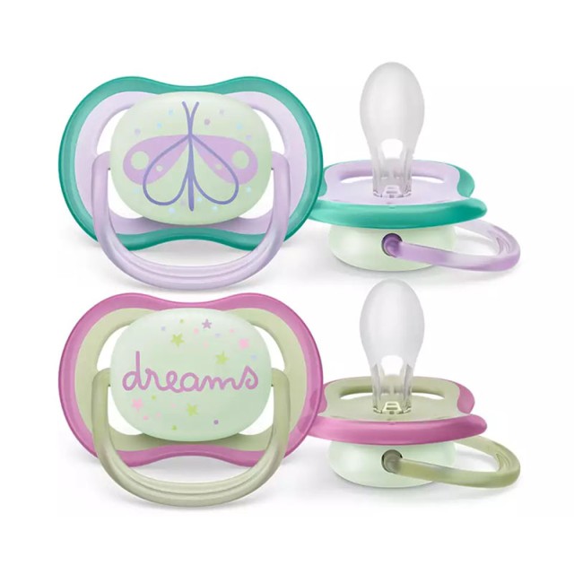 AVENT - Ultra Air Nighttime Πιπίλα 0-6m  SCF376/17 Πεταλούδα | 2τμχ