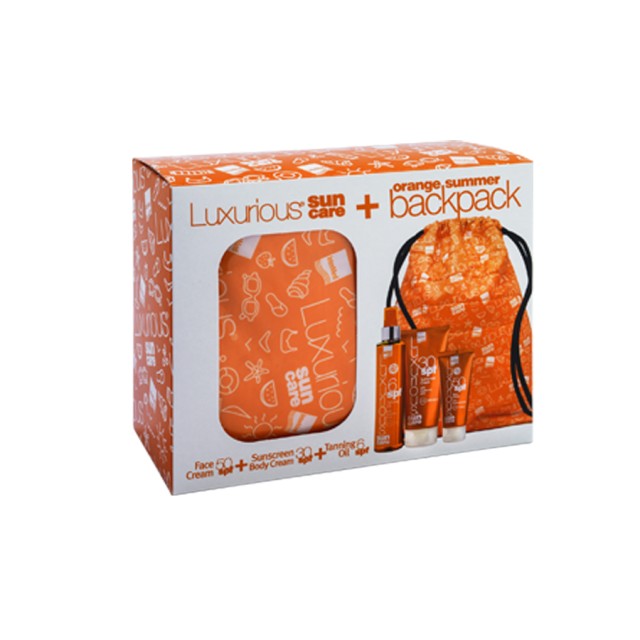 INTERMED - LUXURIOUS SunCare Face Cream SPF50 (50ml) & Sunscreen Body Cream SPF30 (200ml) & Dark Tanning Oil SPF6 (200ml) & ΔΩΡΟ Summer Backpack