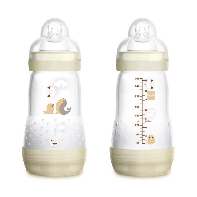 MAM - Anti-Colic Πλαστικό Μπιμπερό με θηλή Σιλικόνης 0m+ Grey Fox (351s) | 260ml