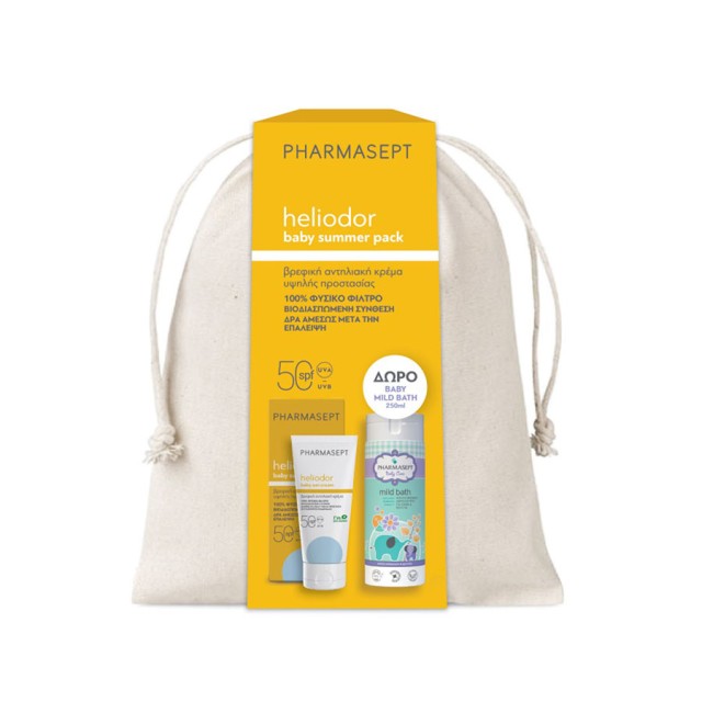 PHARMASEPT - Heliodor Baby Summer Pack Heliodor Βaby Sun Cream SPF50 (100ml) & ΔΩΡΟ Βaby Mild Bath (250ml)