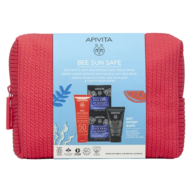 Apivita - Promo BEE SUN SAFE Κρέμα Προσώπου Κατά των Πανάδων & των Ρυτίδων SPF50 50ml & ΔΩΡΟ Μαύρο τζελ καθαρισμού για πρόσωπο και μάτια 50ml & Express Μάσκα προσώπου θαλάσσια λεβάντα 2x8ml