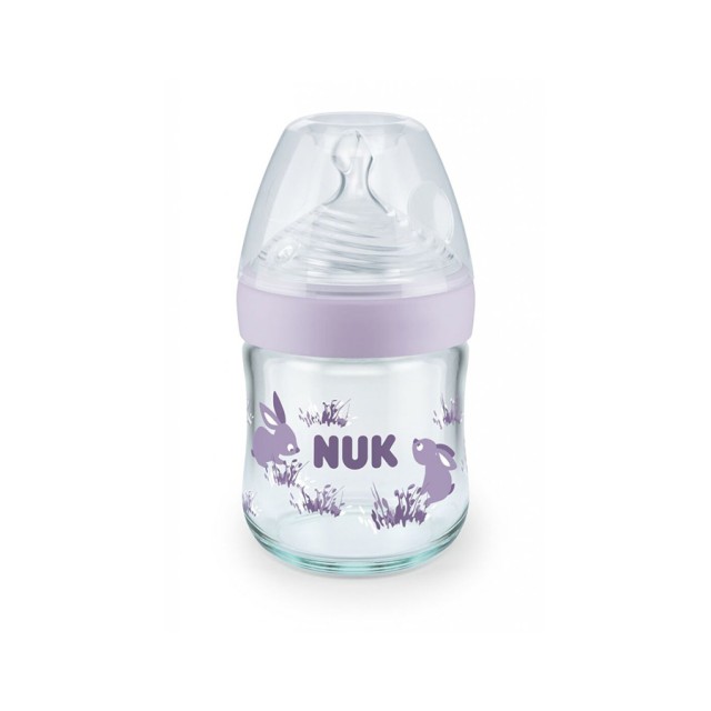 NUK - Nature Sense Μπιμπερό γυάλινο Θηλή σιλικόνης Μώβ Small (10.747.112) |120ml