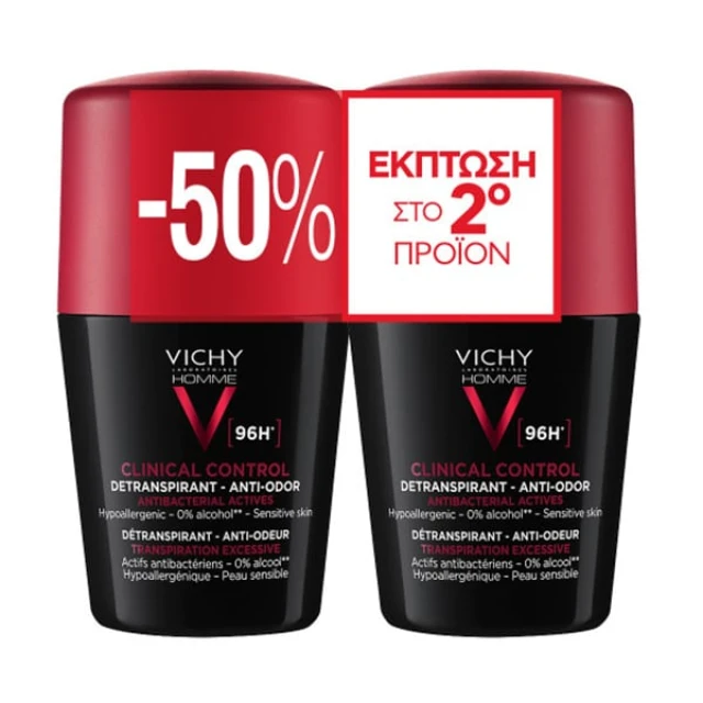 Vichy - Homme Clinical Control 96h Roll-on Αποσμητικό 2x50ml