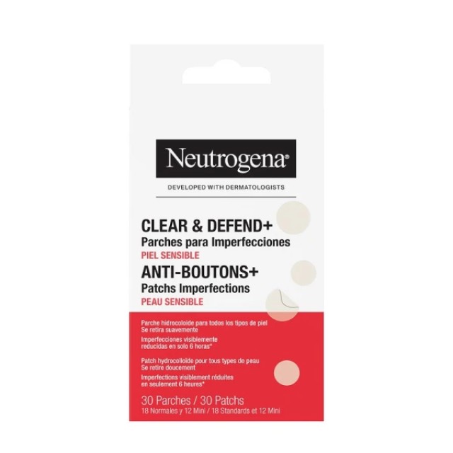 Neutrogena Clear&Defend+ Acne Patches, Επιθέματα Προσώπου για Ατέλειες & Επιδερμίδες με Tάση Ακμής, 30τμχ