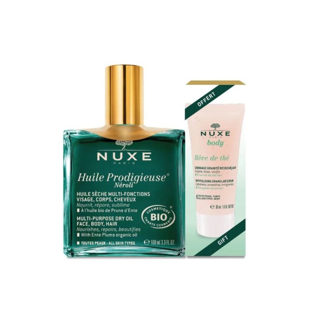 NUXE - Huile Prodigieuse Néroli Bio (100ml) & ΔΩΡΟ Body Reve de The Revitalising Granular Scrub (30ml)