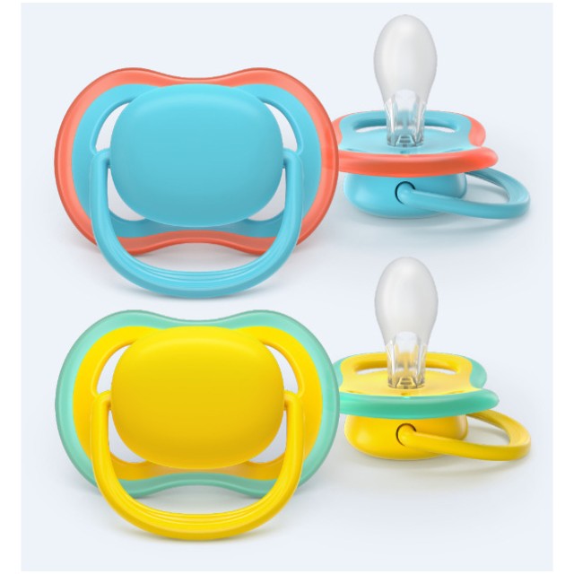 Philips Avent Ultra Air Silicone Soother Ultra Soft 18m+, 2 Τεμάχια - Γαλάζιο / Κίτρινο