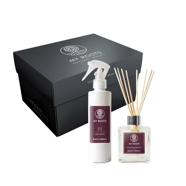 MY ROOTS - Black Vanilla Collection Gift Set Βlack Vanilla Diffuser Sticks (100ml) & Βlack Vanilla Linen Spray (200ml)
