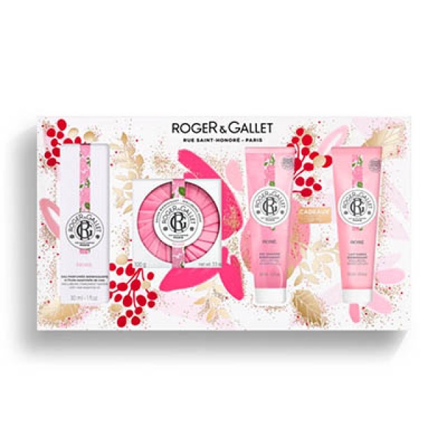 ROGER&GALLET - Set Rose Eau parfumée bienfaisante (30ml) & Rose Savon  (100gr) & Rose Shower Gel (50ml) & Rose Body Lotion (50ml)