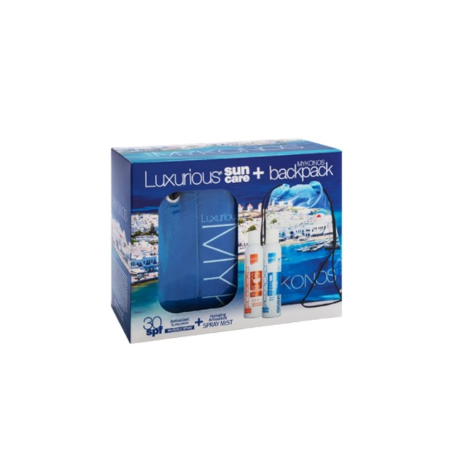 LUXURIOUS Mykonos Suncare Antioxidant Sunscreen Invisible Spray SPF30 (200ml) & Sun Care Hydrating Antioxidant Spray Mist (200ml)