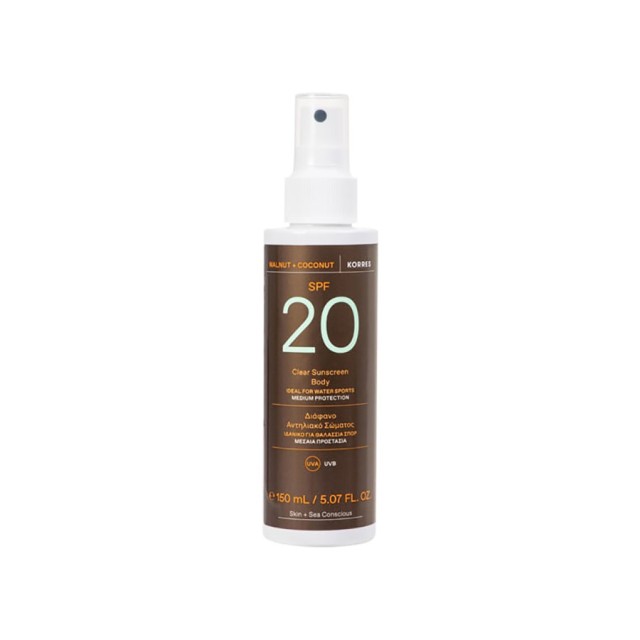 KORRES - Walnut and Coconut Clear Sunscreen Body SPF20 | 150ml