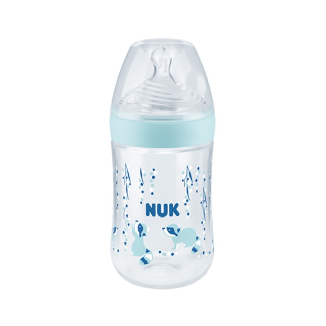 NUK - Nature Sense Μπιμπερό Μπλε με θηλή σιλικόνης Even Softer Medium (10.741.011) | 260ml