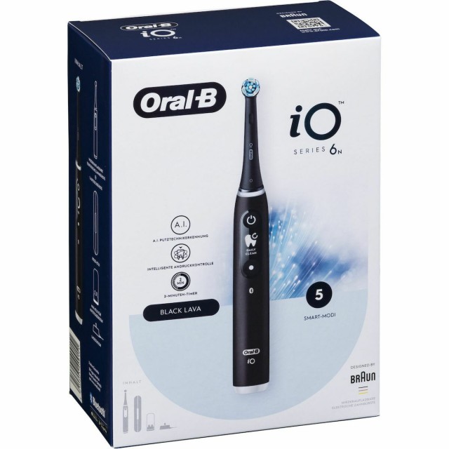 Oral-B iO Series 6 Ηλεκτρική Οδοντόβουρτσα με Χρονομετρητή, Αισθητήρα Πίεσης και Θήκη Ταξιδίου Black Lava