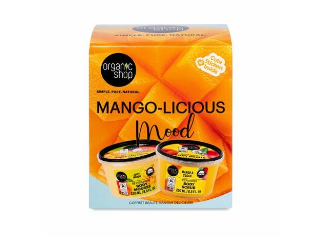 Organic Shop Σετ Δώρου Organic Shop Basic Mango-licious Mood, Scrub Σώματος με Μάνγκο & Ζάχαρη 250ml & Body Mousse με Μάνγκο 250ml