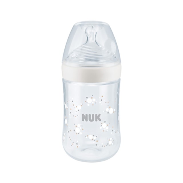 NUK - Nature Sense Μπιμπερό Λευκό με θηλή σιλικόνης Even Softer Medium (10.741.011) | 260ml