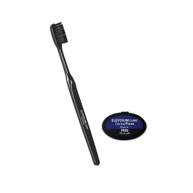 ELGYDIUM - Clinic Total Black Οδοντόβουρτσα & Δώρο Dental Floss Black | 1τμχ