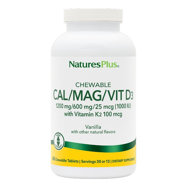 Natures Plus Cal/Mag/Vit. D3/Vit. K2 Chewable Vanilla 60 chew.tabs