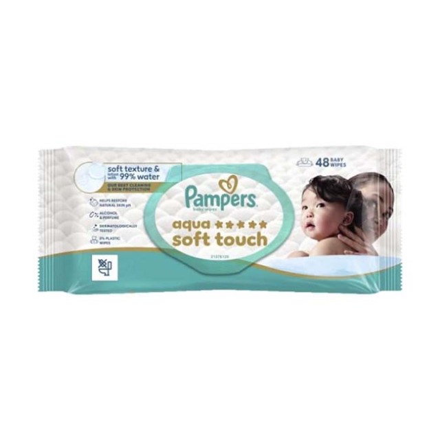 Pampers Aqua Soft Touch Μωρομάντηλα 60τμχ