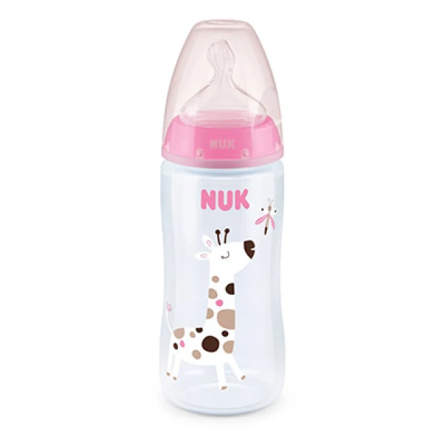 NUK - First Choice+ Μπιμπερό Ροζ με Θηλή Σιλικόνης με Ένδειξη Θερμοκρασίας 6-18m (10.528.127) | 360ml