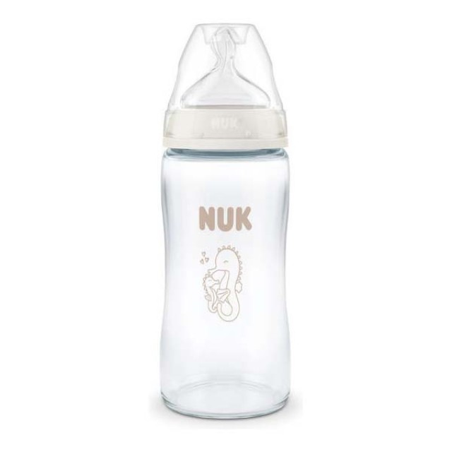 NUK First Choice Γυάλινο Μπιμπερό με Δείκτη Ελέγχου Θερμοκρασίας για 3m+, 240ml