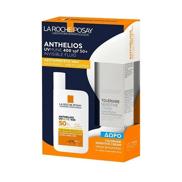 La Roche-Posay Promo Anthelios UVMune 400 Spf50+ Invisible Fluid 50ml & Δώρο Toleriane Sensitive Moisturiser Cream 15ml