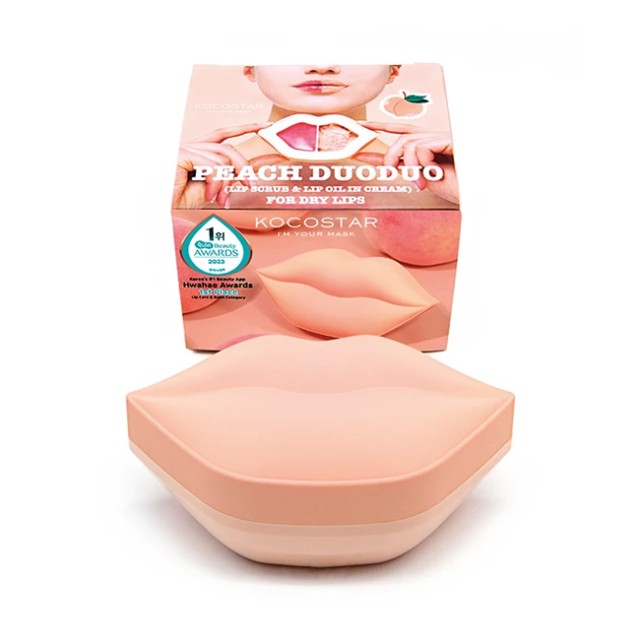 Kocostar Peach Duo Duo Lip Scrub & Lip Oil In Cream For Dry Lips Scrub & Κρέμα Για Άμεση Απολέπιση & Ενυδάτωση Χειλιών 43gr