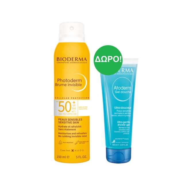 BIODERMA - Promo Photoderm Brume Invidible SPF50+ (150ml) & Atoderm Gel Douche (100ml) 