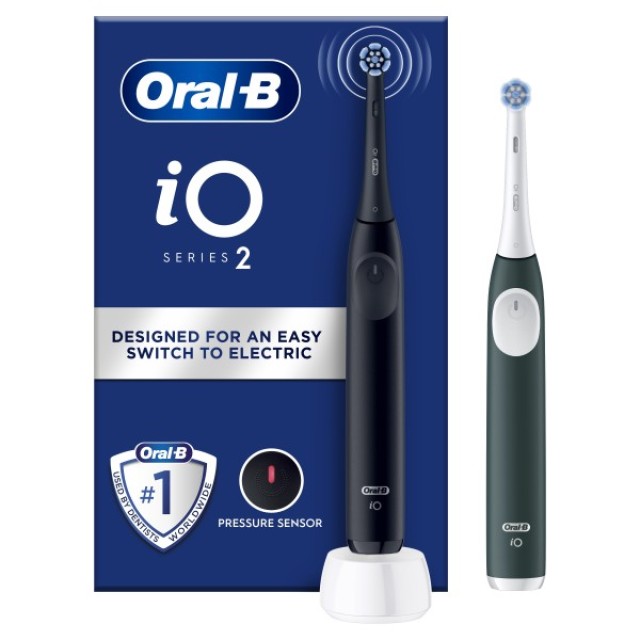 Oral-B Promo iO Series 2 Ηλεκτρική Οδοντόβουρτσα Μαύρη και Πράσινη, 2 τεμάχια