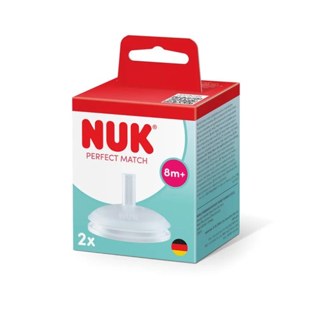 Nuk ανταλλακτικό καλαμάκι σιλικόνης perfect match 2τμχ 8m+
