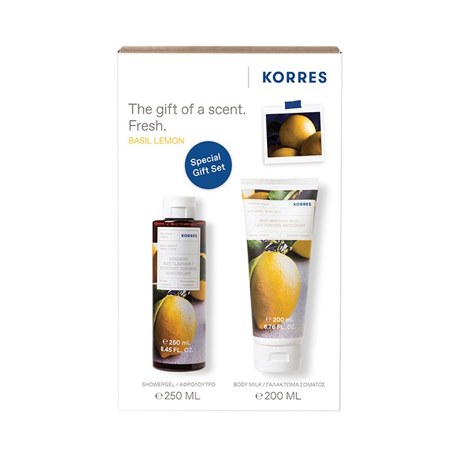 KORRES - Promo The Gift of a Scent Fresh Basil and Lemon Shower Gel (250ml) & Body Smoothing Milk Basil and Lemon (200ml)
