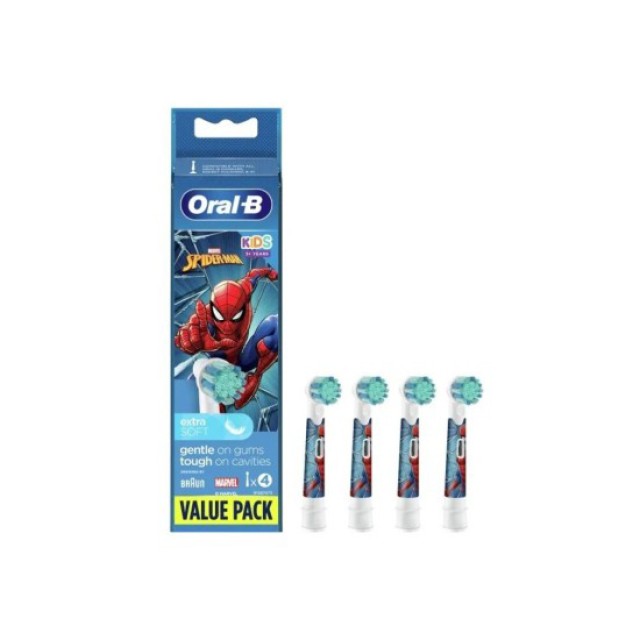 Oral-B Pro Kids 3+ Superior Cleaning Ανταλλακτικές Κεφαλές Spiderman, 4 τεμάχια