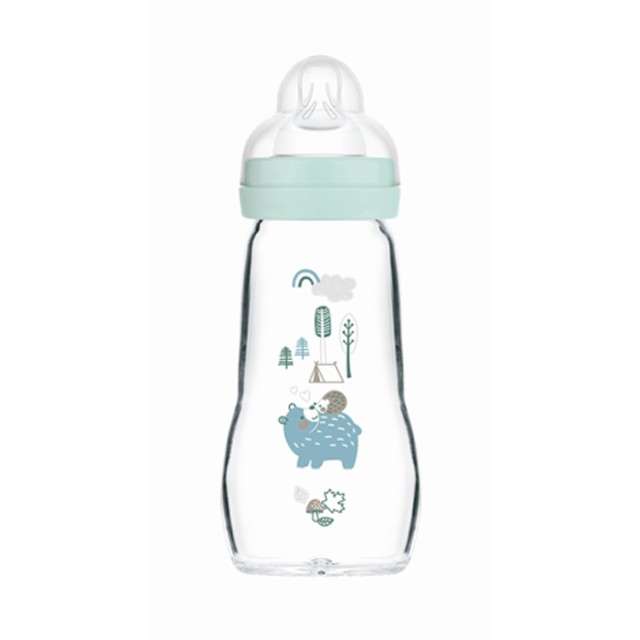MAM - Feel Good Premium Glass Γυάλινο Μπιμπερό 2m+ Boy (375SB) | 260ml