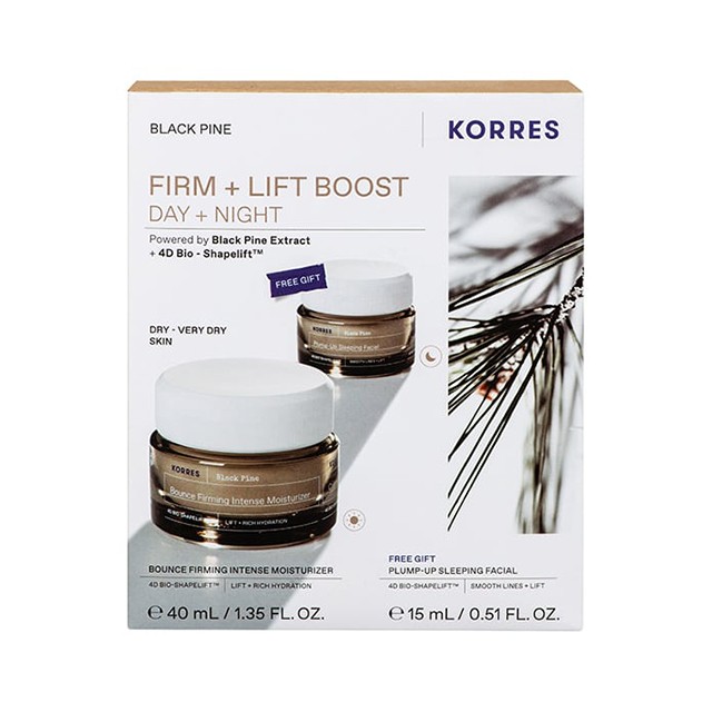 Korres Promo Black Pine Bounce Firming Intense Moisturizer Κρέμα Σύσφιξης Ημέρας 40ml & Δώρο Pump-Up Sleeping Facial Κρέμα Σύσφιξης Νύχτας 15ml