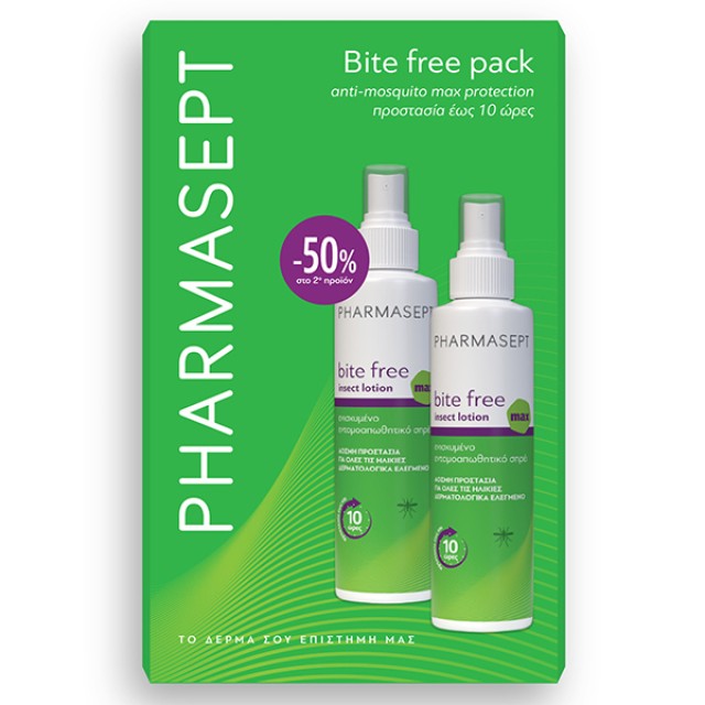 Pharmasept 1+1 Pharmasept Bite Free Insert Lotion Max-Άοσμη Εντομοαπωθητική Λοσιόν σε Σπρέι Κατάλληλη για Παιδιά, 2x100ml