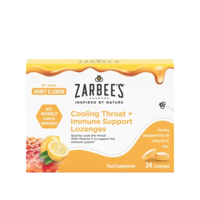 Zarbees Παστίλιες για τον Λαιμό & την Ενίσχυση Ανοσοποιητικού με Μέλι και Λεμόνι, 24 παστίλιες
