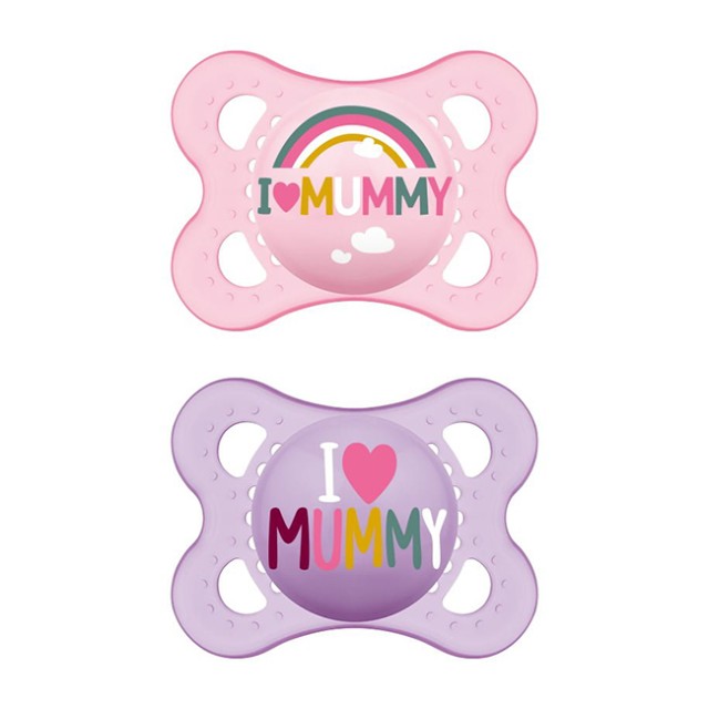 MAM - Ι Love Mummy & Daddy Πιπίλα Σιλικόνης 2-6m Girls (115SG1) | 2τμχ