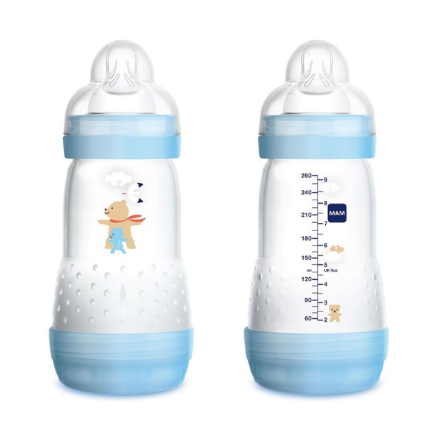 MAM - Anti-Colic Πλαστικό Μπιμπερό με θηλή Σιλικόνης 0m+ Blue Fox (351s) | 260ml