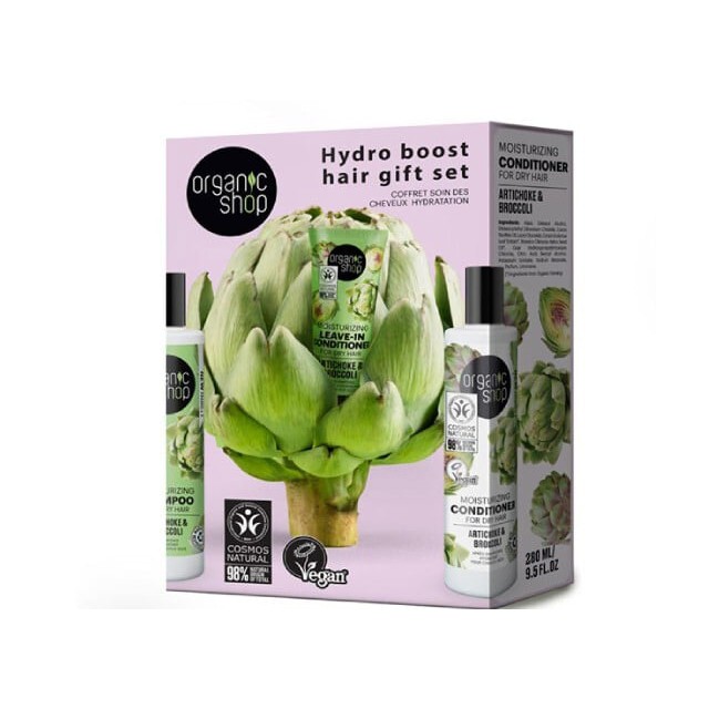 Natura Siberica Promo Hydro Boost Hair Gift Set Πακέτο Προϊόντων για Ξηρά Μαλλιά με Ενυδατικό Σαμπουάν 280ml & Ενυδατικό Μαλακτικό 280ml & Leave in Μαλακτικό με Αγκινάρα & Μπρόκολο 75ml