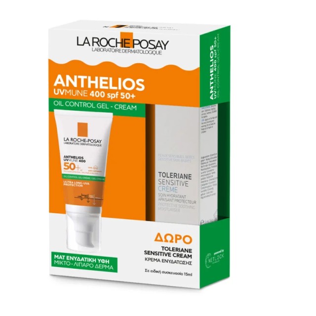 La Roche Posay Promo Anthelios UVMune 400 Oil Control Gel Cream Spf50+, 50ml & Δώρο Toleriane Moisturiser Sensitive Cream 15ml