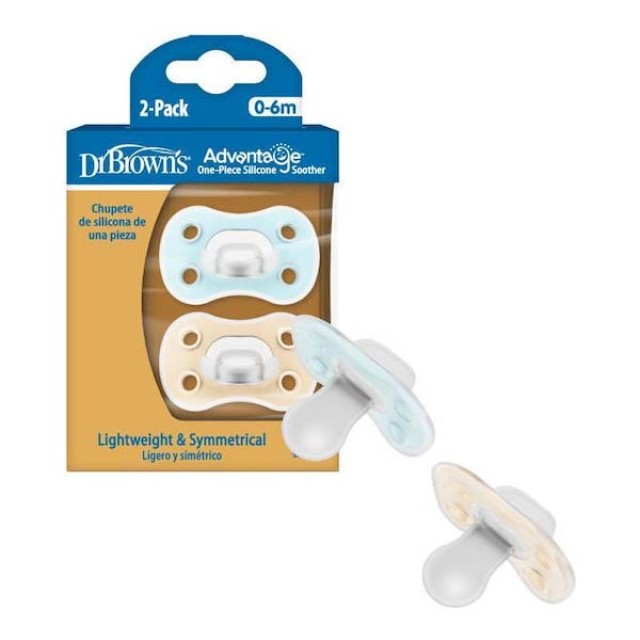 Dr. Browns Advantage Πιπίλες Σιλικόνης 0-6m Γαλάζιο Εκρού Πιπίλες Σιλικόνης