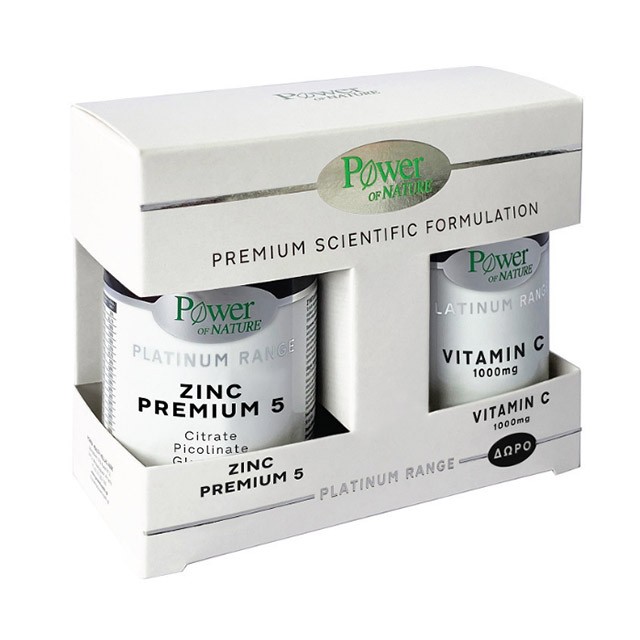 POWER HEALTH Platinum Range Zinc Premium 5 (30caps) & Platinum Range Vitamin C 1000mg (20 caps)