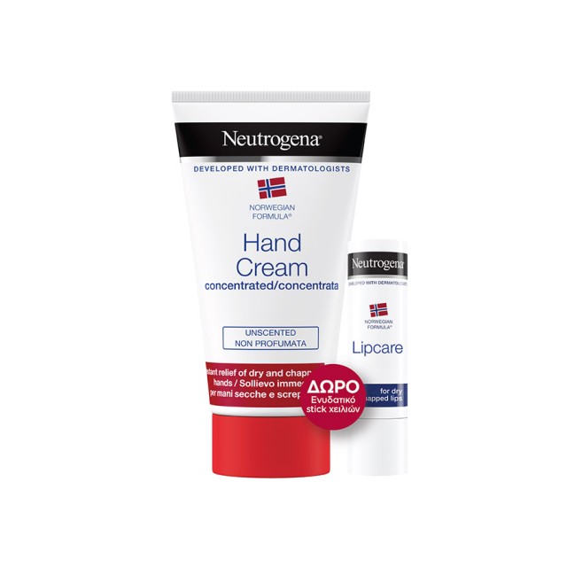 NEUTROGENA - Hand Cream Unscented (75ml) & Δώρο Lip Moisturizer (4,8gr)