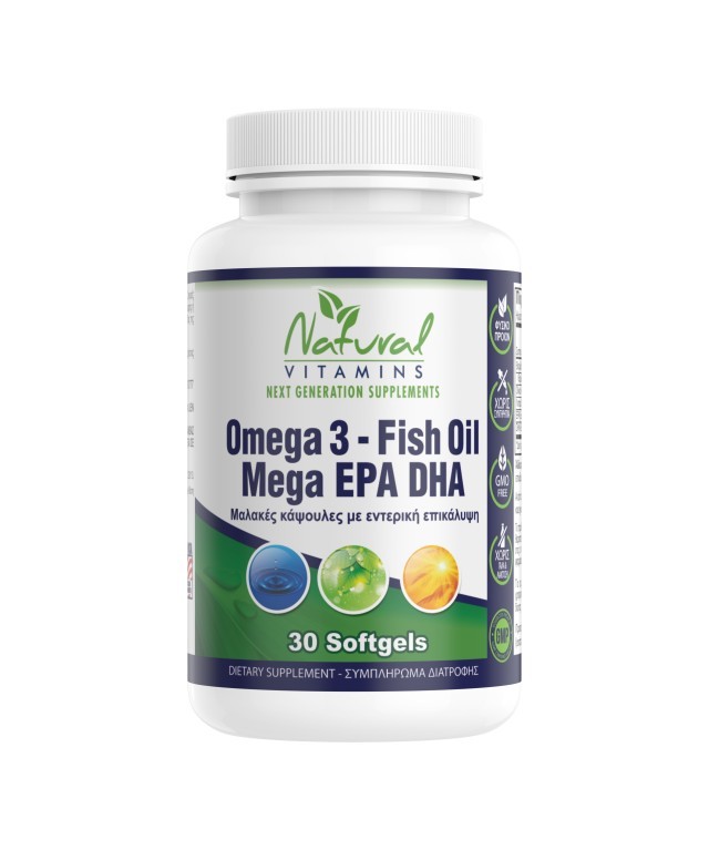 Natural Vitamins Omega 3 Fish Oil Mega EPA/DHA, 30softgels