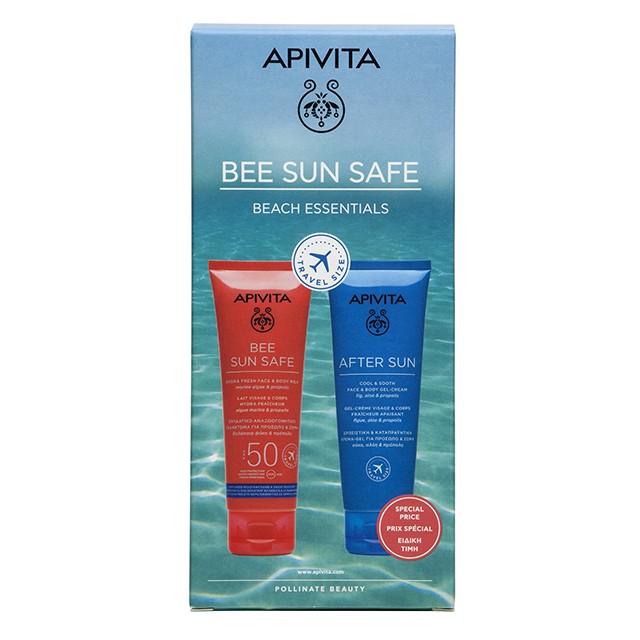 APIVITA - Travel Must-Haves Bee Sun Safe Hydra Fresh Face Body SPF50 (100ml) & After Sun Cool Sooth Gel Cream (100ml)