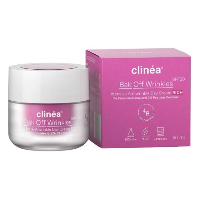 Clinea - Bak Off Wrinkles Rich SPF20 Αντιγηραντική Κρέμα Ημέρας 50ml