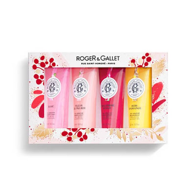 ROGER&GALLET - Set Rose Shower Gel (50ml) & Fleur de Figuier Shower Gel (50ml) & Gingembre Rouge Shower Gel (50ml) & Bois dOrange Shower Gel (50ml) | 4X50ml