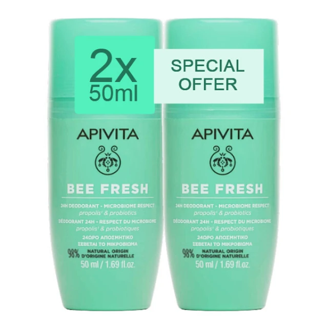 Apivita - Bee Fresh Αποσμητικό 24h σε Roll-On 2x50ml