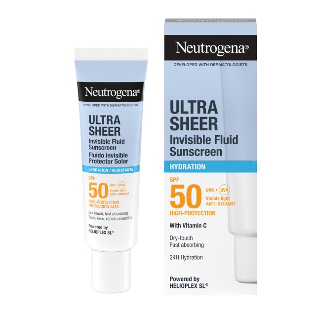 Neutrogena Ultra Sheer Invisible Fluid Sunscreen Hydration SPF50, 50ml